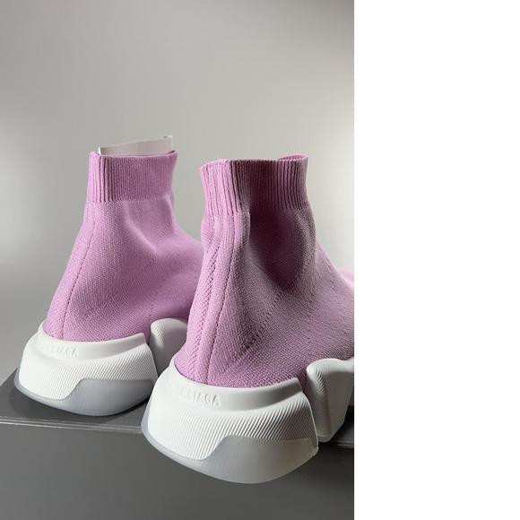 women's Recycled pink White Knit Speed 2.0 Stretch Sock Sneakers E605 - Picture 6 of 12